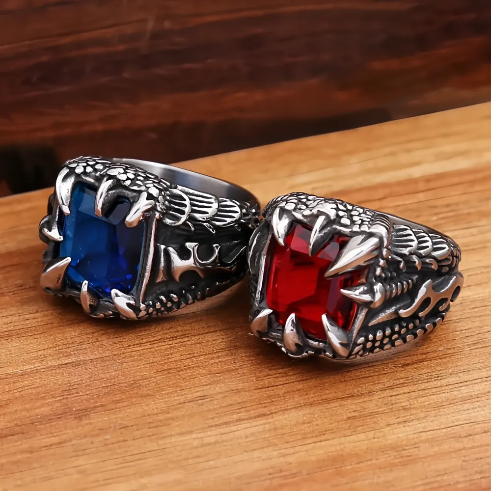 Vintage Viking Dragon Claw Ring for Men Boys 316L Stainless Steel Punk Nordic Jewelry Gift
