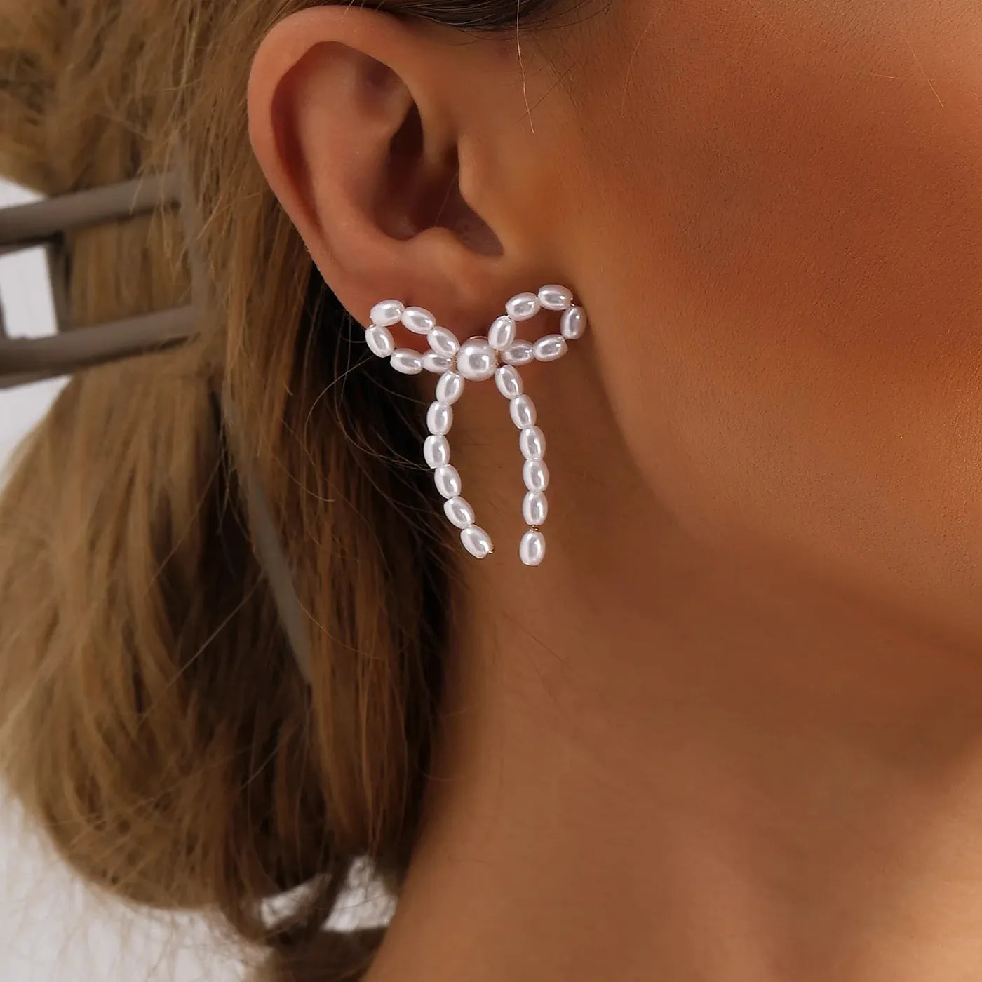 2026 Korea Fashion Pearl Butterfly Bow Drop Earrings for Women Wedding Jewelry