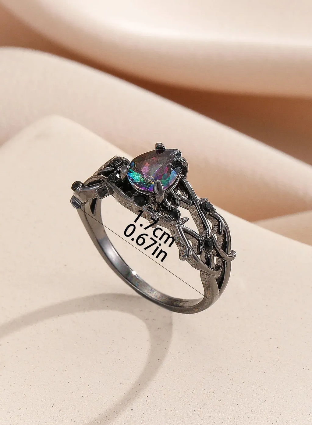 Luxury Gun Black Cubic Zirconia Vine Ring Women’s Classic Wedding Jewelry