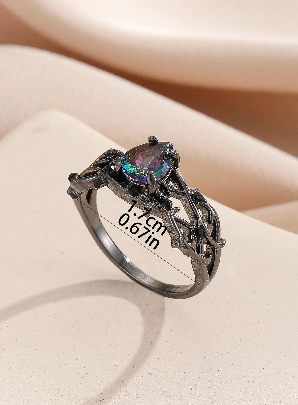 Luxury Gun Black Cubic Zirconia Vine Ring Women’s Classic Wedding Jewelry