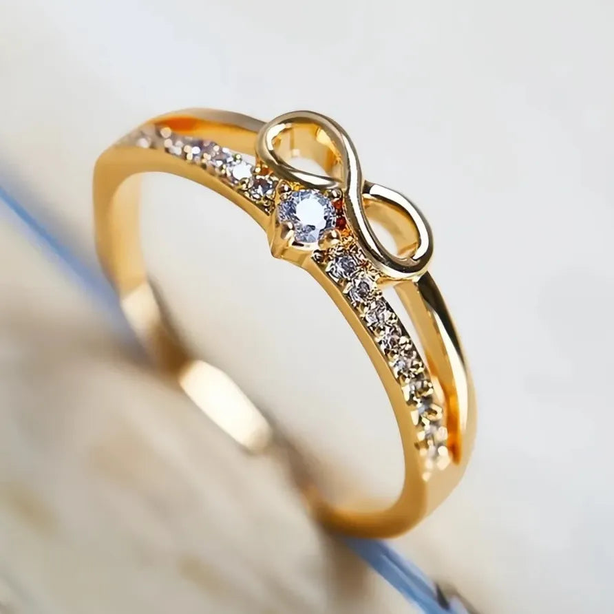 Infinity Bow Shape Cubic Zirconia Ring for Women Fashion Jewelry Gift