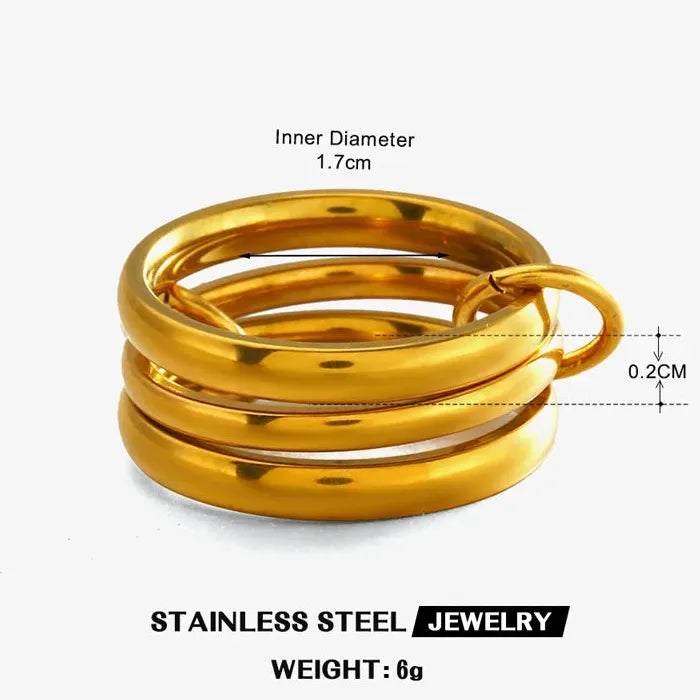 Stainless Steel Hip Hop Multi-Layer Geometric Circle Ring for Women Jewelry