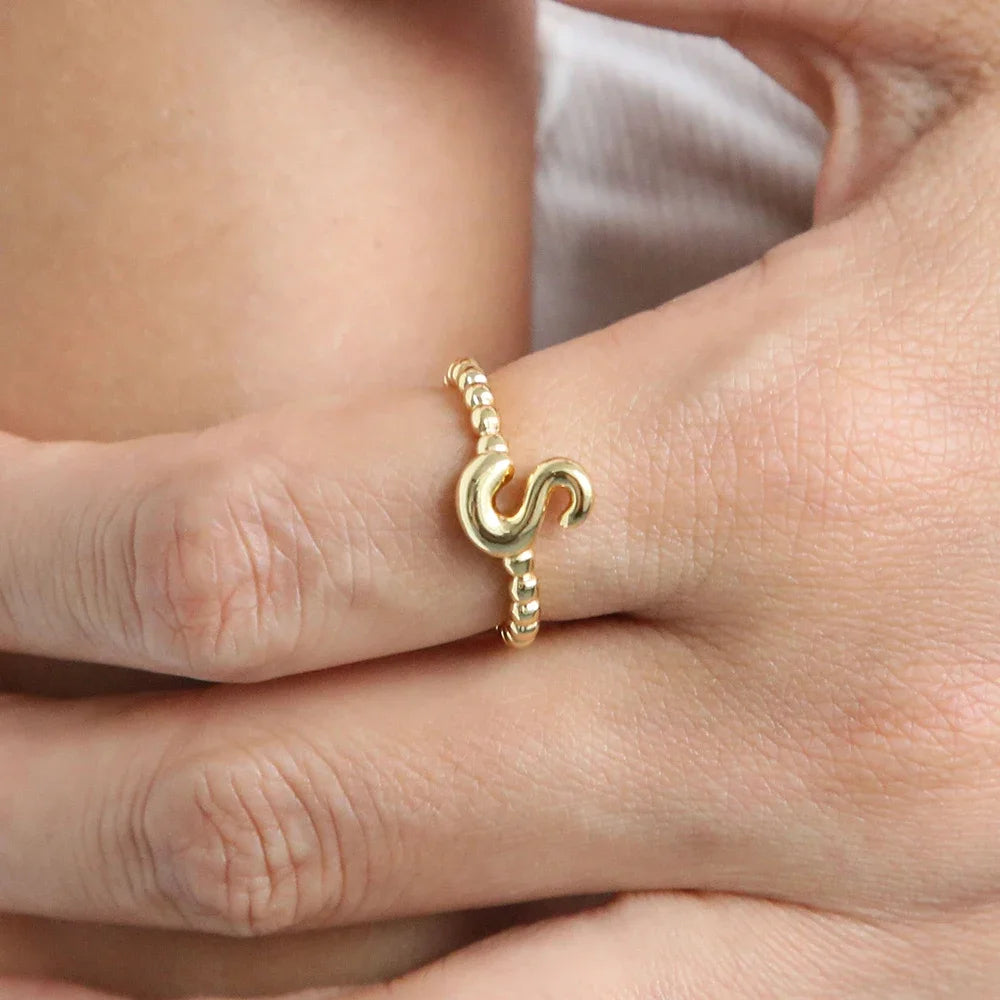 18k Gold Plated Stainless Steel Alphabet Initial Knuckle Ring A-Z Party Gift