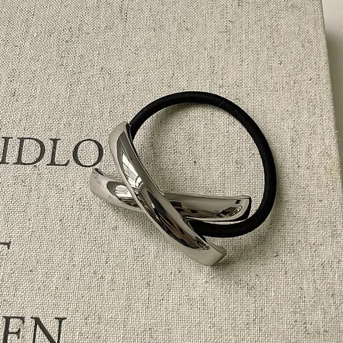Vintage Punk Metal Cross Elastic Hairband Hair Loop for Women