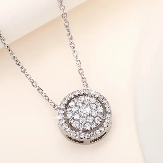 Elegant Cubic Zirconia Pendant Necklace Silver Chain Wedding Jewelry Gift