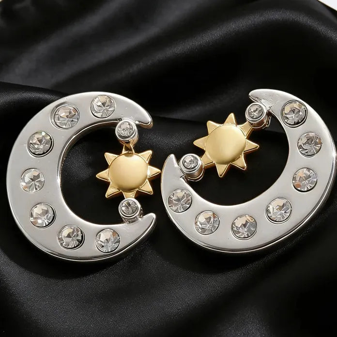 Vintage Zinc Alloy Moon Sun Jewelry Set for Women Necklace Earrings Ring Bracelet