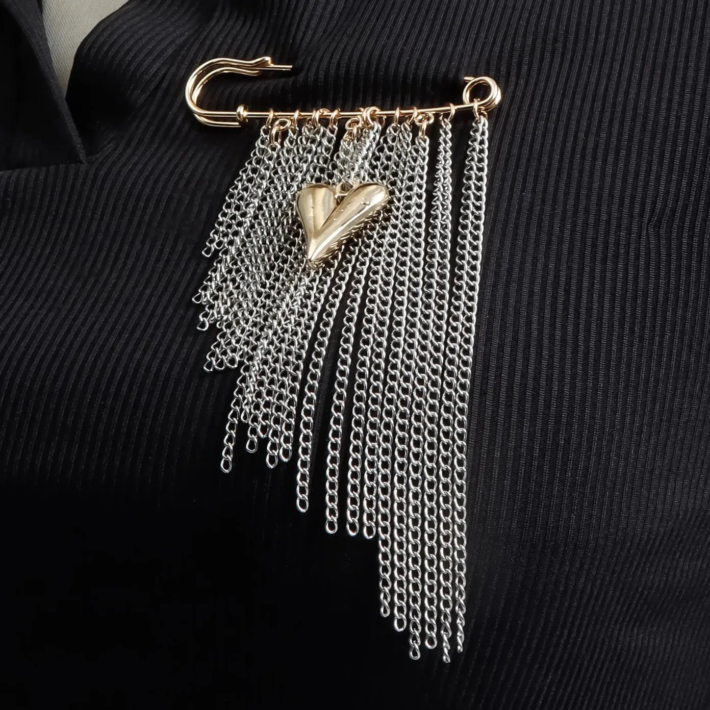 Retro Zinc Alloy Geometric Chain Fringe Brooch Pin Punk Jewelry