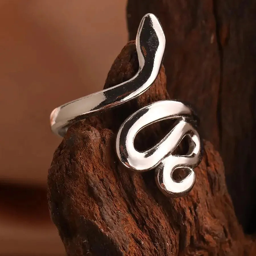 Adjustable Gold Stainless Steel Snake Rings Waterproof Punk Couple Jewelry