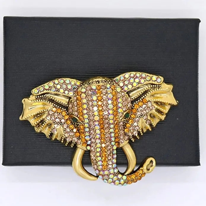 Elephant Rhinestone Brooch Lucky Animal Pin Classic Jewelry Gift