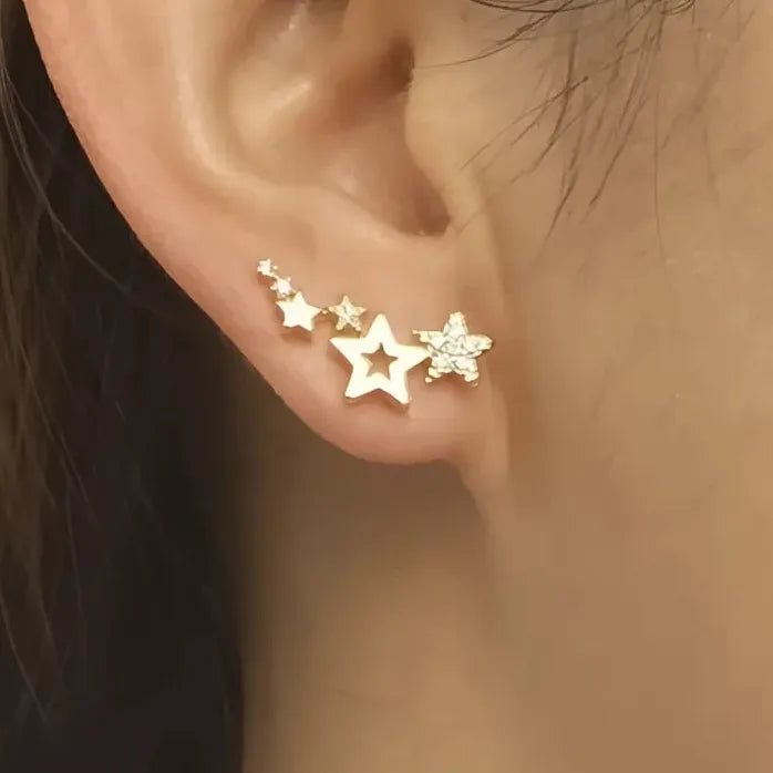 Stylish Geometric Cubic Zirconia Drop Earrings for Women, Brass Alloy