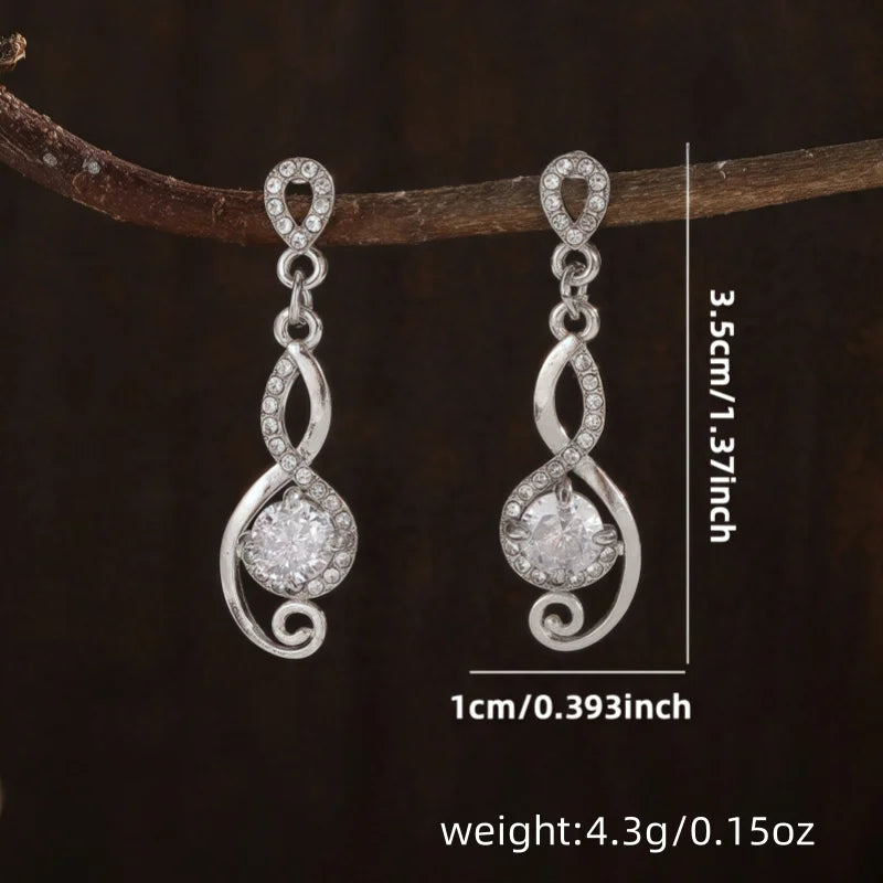 1 Pair Elegant Drop Earrings Zinc Alloy Synthetic Crystal for Women Gift Party