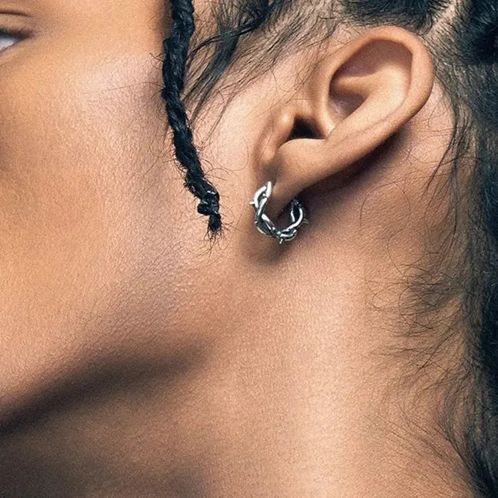 Hiphop Punk Thorn Hoop Earrings for Men Women Cartilage Tragus Gift