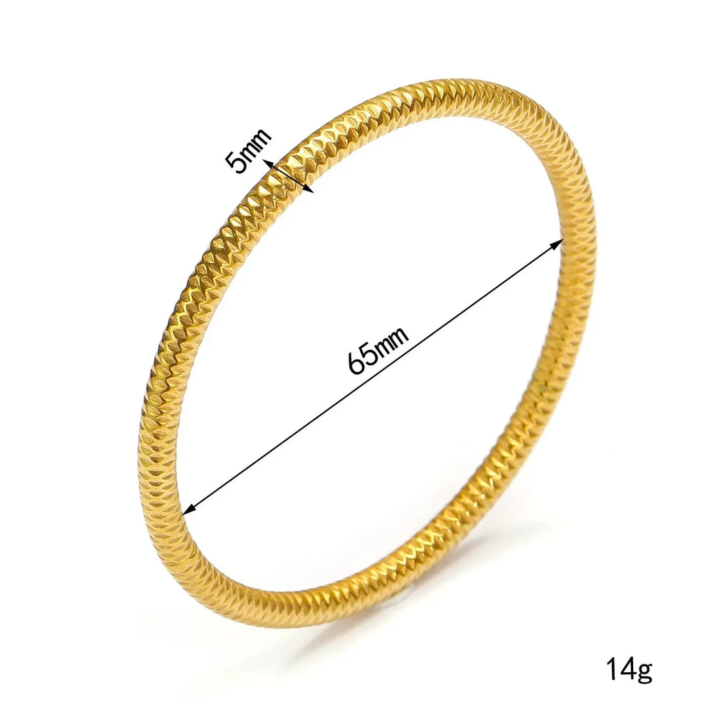 Punk Lava Textured Stainless Steel Bangle for Women Waterproof Vintage Jewelry Twist