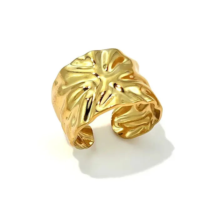 Geometric Stainless Steel Wide Band Ring Chunky No Fade for Men Women