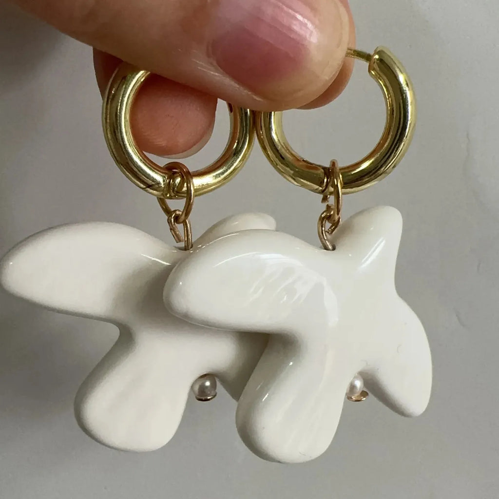 Peace Dove Geometric Round Hoop Earrings Zinc Alloy Jewelry Gift