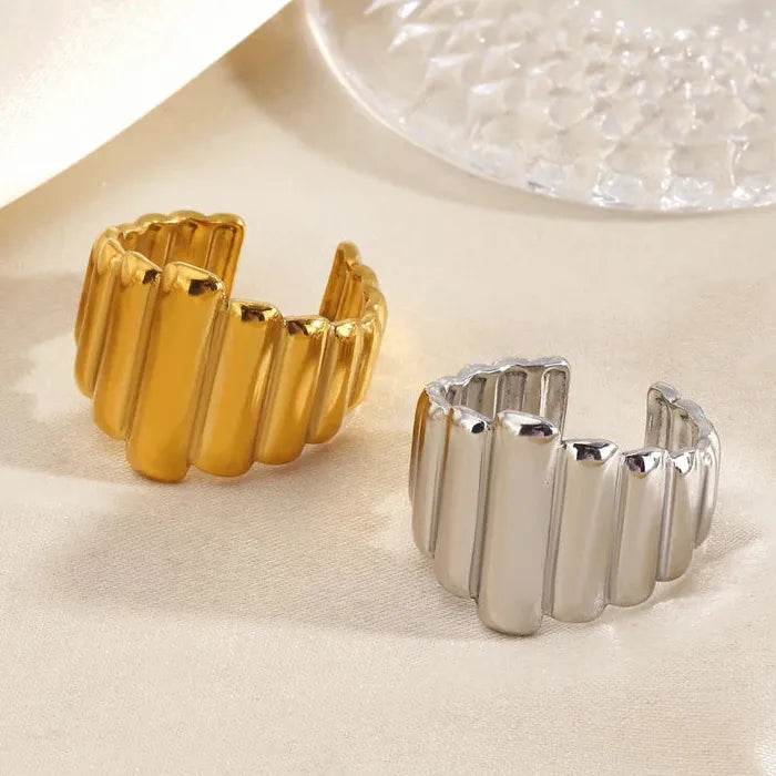 Adjustable Stainless Steel Geometric Open Ring Vintage Jewelry Gift for Women Men