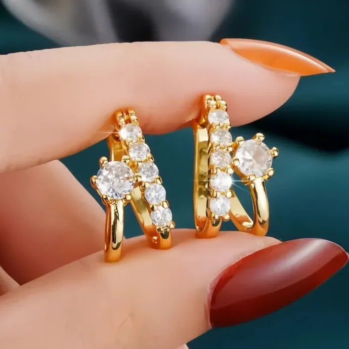 Gold Cross Hoop Earrings for Women Trendy Geometric Copper Alloy Jewelry