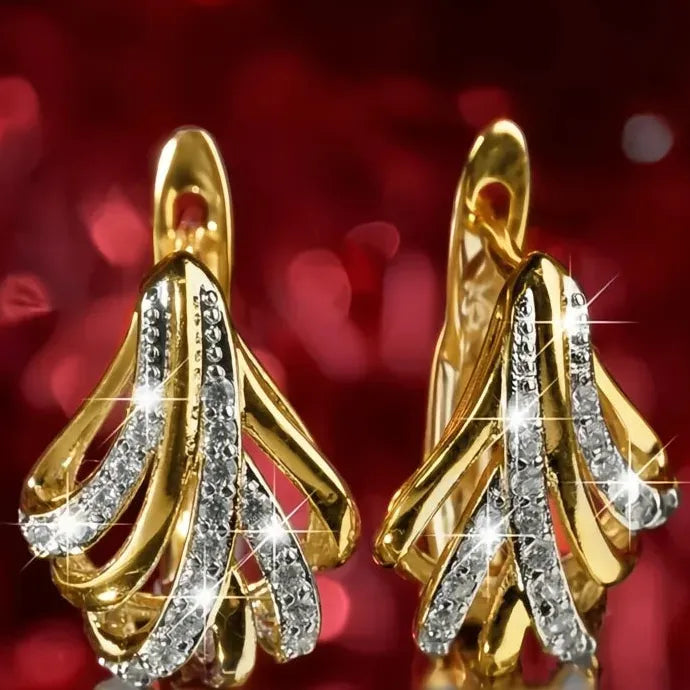 Geometric Hoop Earrings for Women Copper Alloy Cubic Zirconia Jewelry