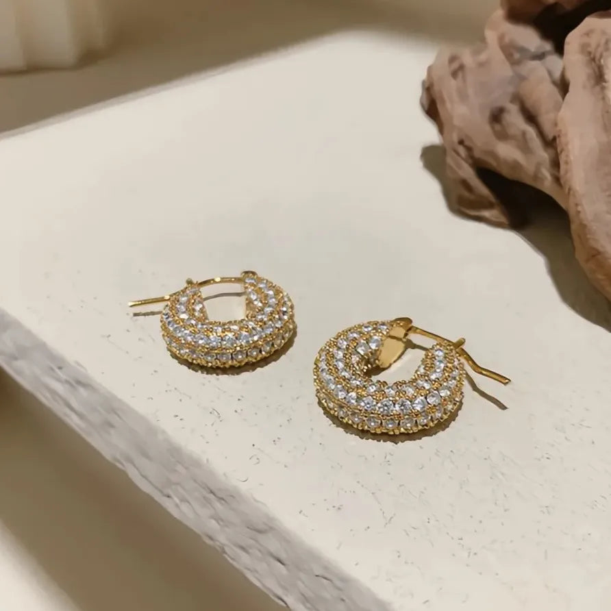 Luxury Small & Large Hoop Earrings for Women Copper Alloy CZ Silver Gold