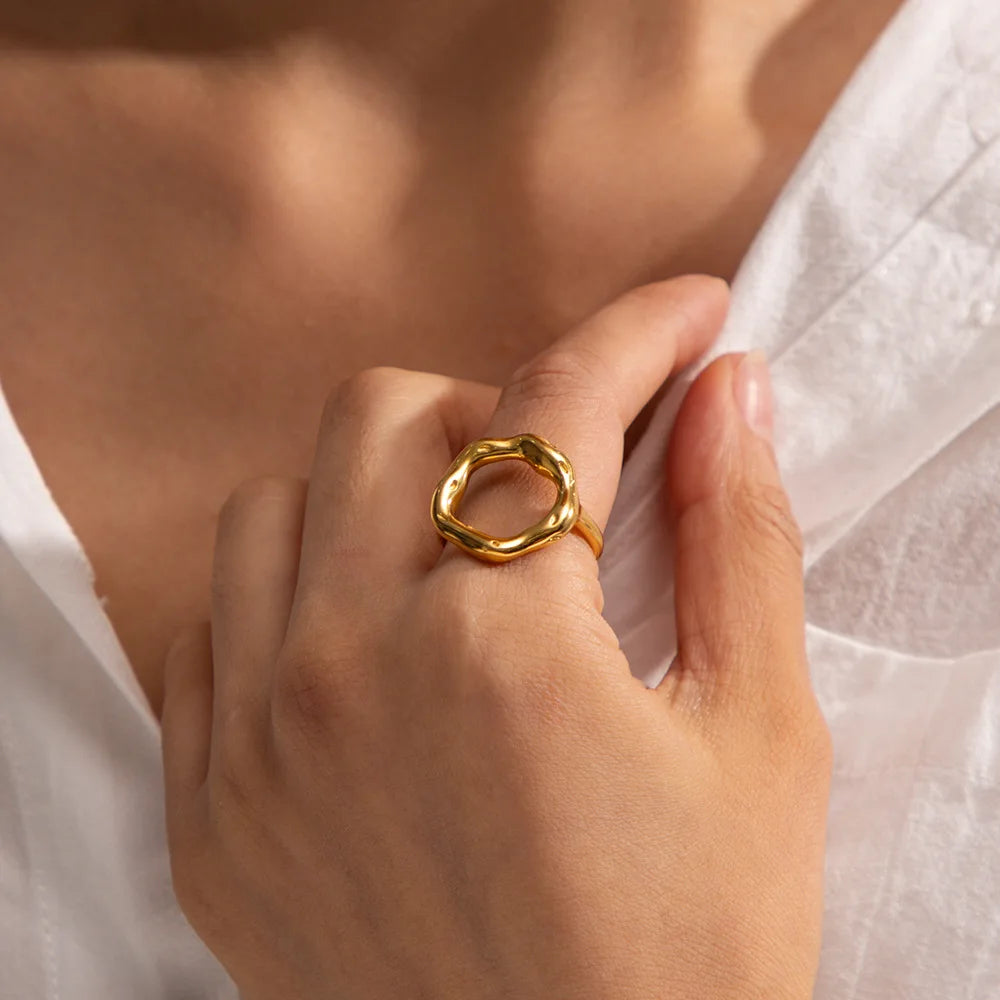 Vintage Hollow Indie Flower Knuckle Ring for Women Stainless Steel Geometric Punk Jewelry
