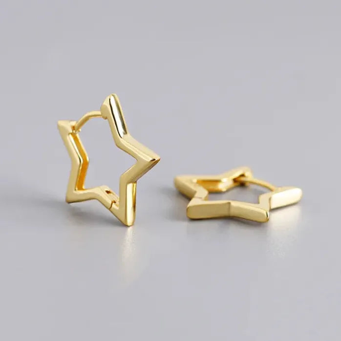 Vintage Gold Star Hollow Hoop Earrings for Women Christmas Jewelry Gift