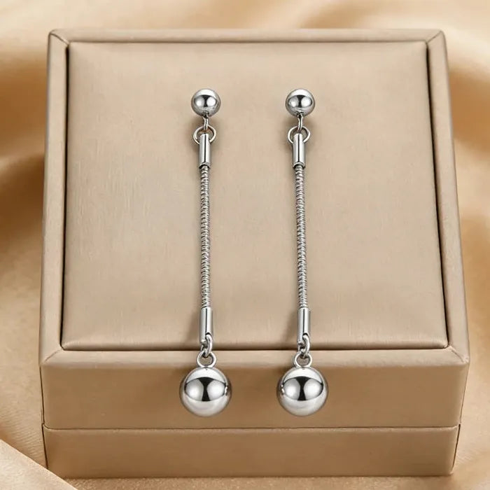 Minimalist Stainless Steel Ball Drop Earrings for Women Vintage Gift