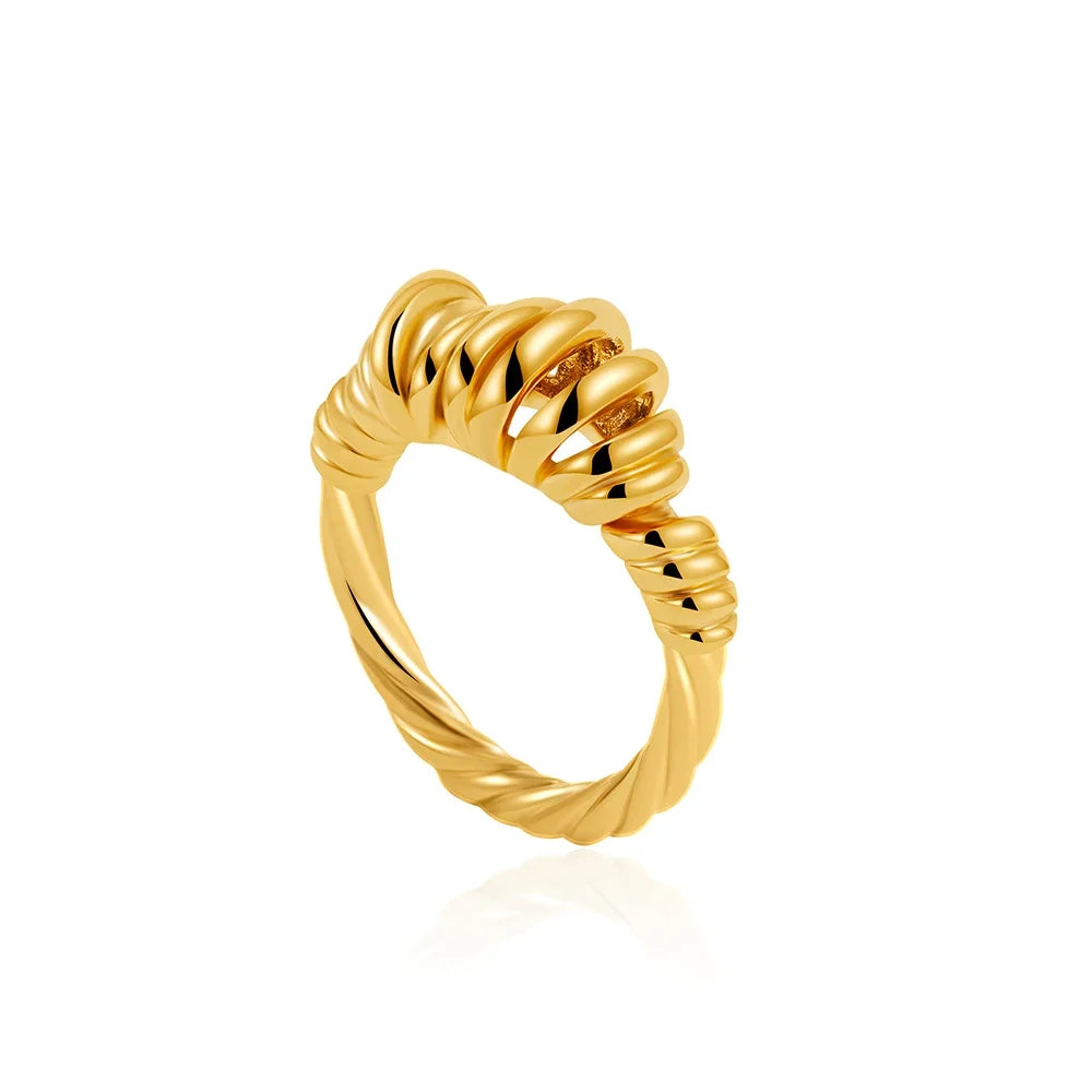 2025 Stainless Steel 18K Gold Plated Hollow Multilayer Dome Ring for Women