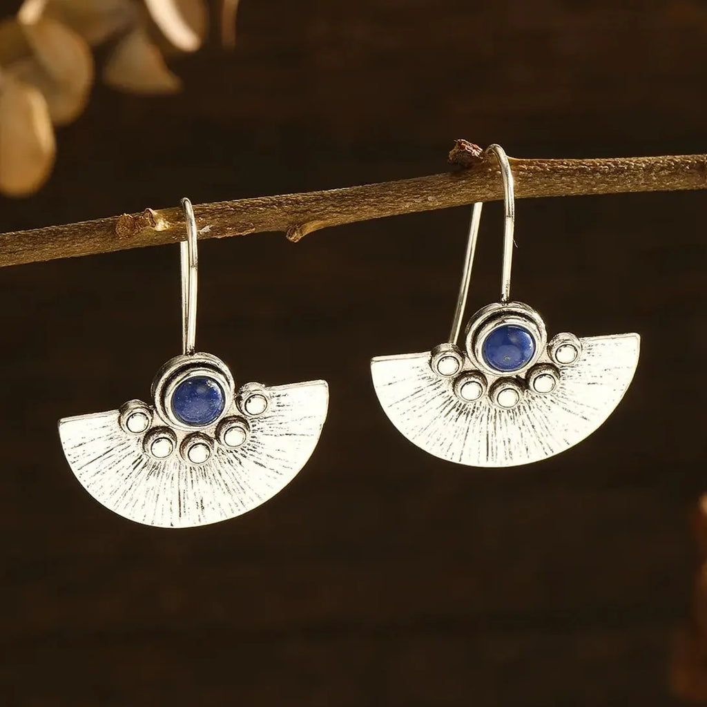 Vintage Fan-Shaped Flower Wreath Zinc Alloy Earrings for Women Daily Jewelry