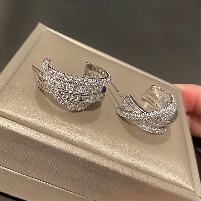 Novel Brilliant Cubic Zirconia Hoop Earrings for Women, Luxury Wedding Jewelry Gift