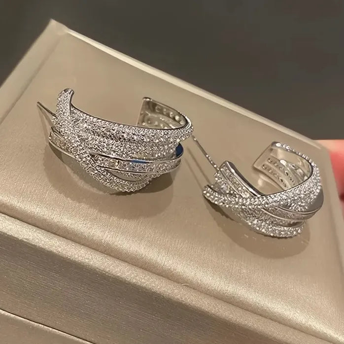 Geometric Cubic Zirconia Hoop Earrings Copper Alloy Wedding Gift