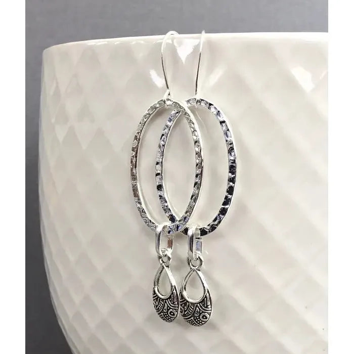 Retro Silver Oval Drop Earrings Zinc Alloy Classic Jewelry for Women Gifts