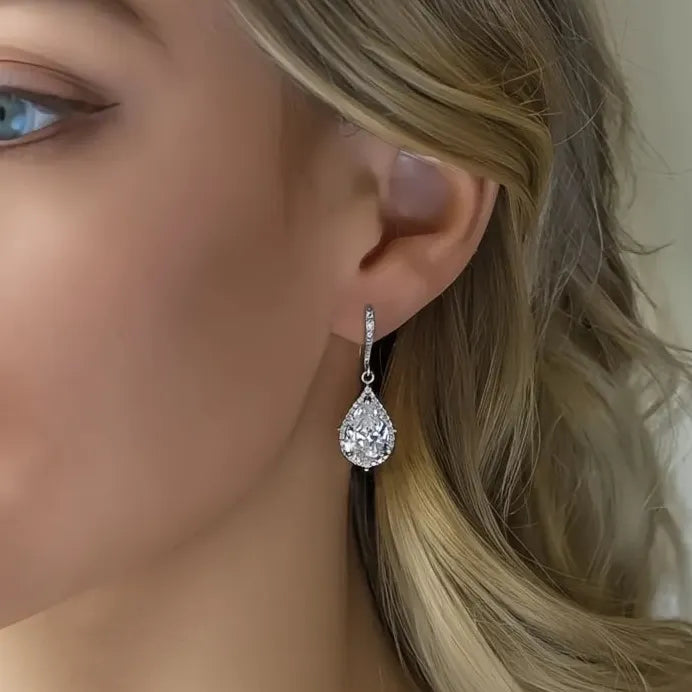 Elegant Geometric Drop Earrings for Women with Cubic Zirconia Gift