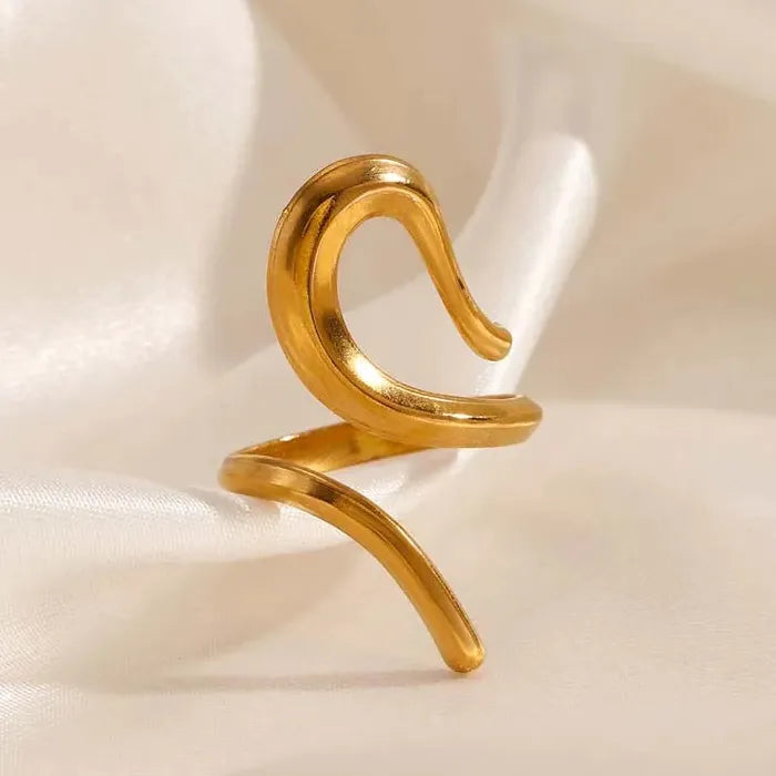 Adjustable Vintage Gold Geometric Hollow Stainless Steel Mood Tracker Ring for Women Men