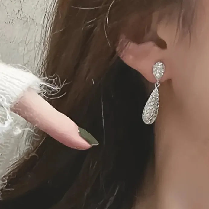 Waterdrop Silver Geometric Dangle Earrings Dainty Wedding Jewelry Women