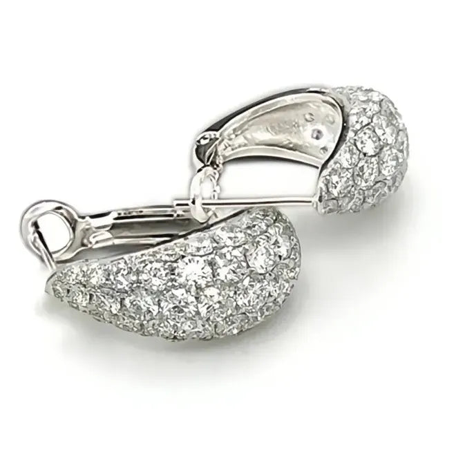 Silver Geometric Hoop Earrings with Cubic Zirconia for Wedding & Party
