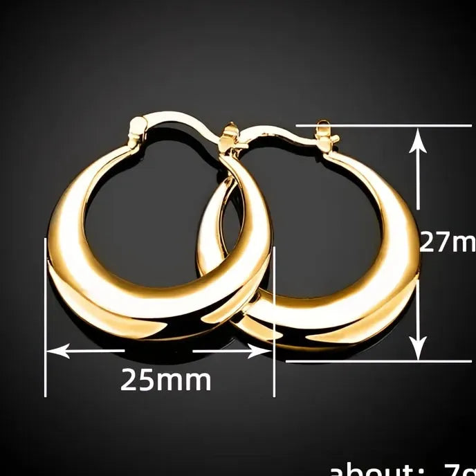Geometric Metal Hoop Earrings for Women, Silver & Gold Color, Modern Fashion Jewelry