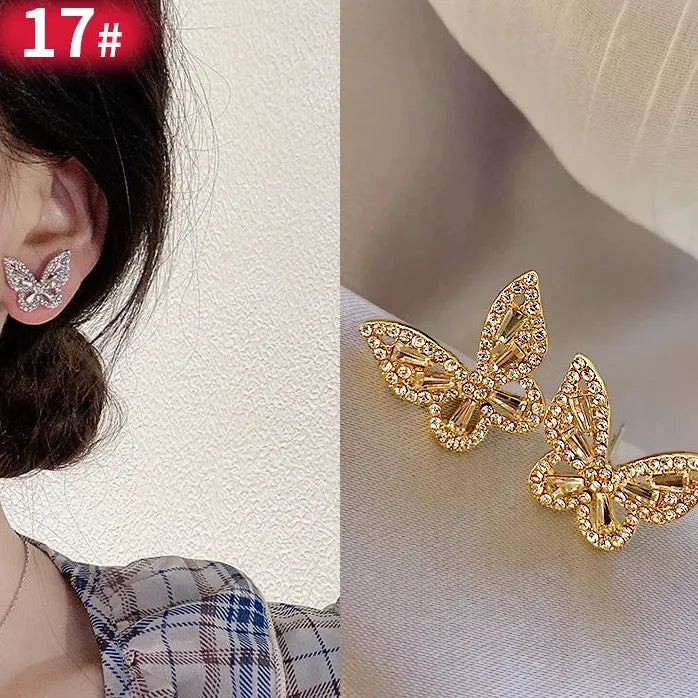 2024 Classic Korean Geometric Zircon Gold Color Earrings for Women