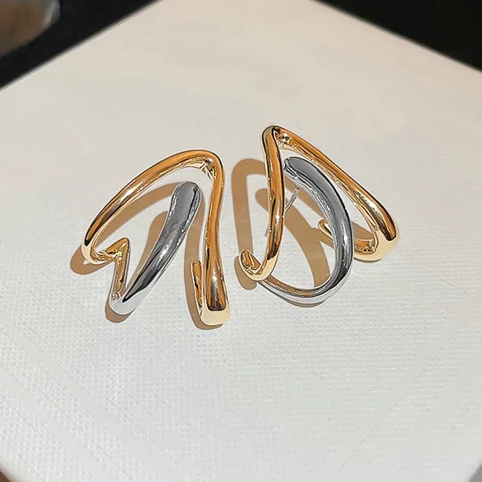Two Tone Arrow Shape Brass Stud Earrings Y2K Women Jewelry