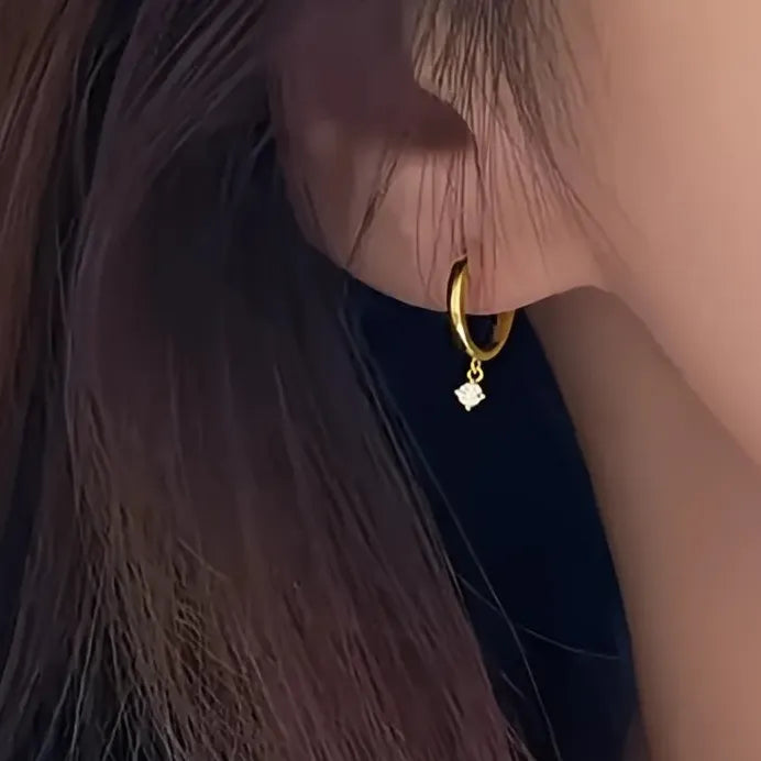 Geometric Gold & Silver CZ Drop Earrings for Women Fashion Jewelry