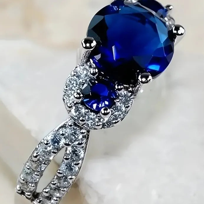Dainty Blue Cubic Zirconia Wedding Rings Creative Fashion Jewelry