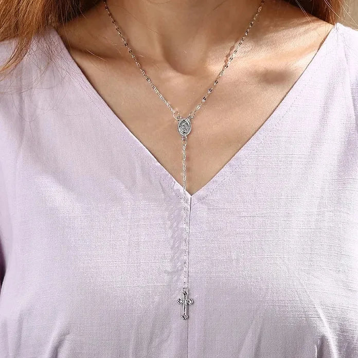 Vintage Gold Cross Pendant Necklace for Women Girls Metal Charm Jewelry