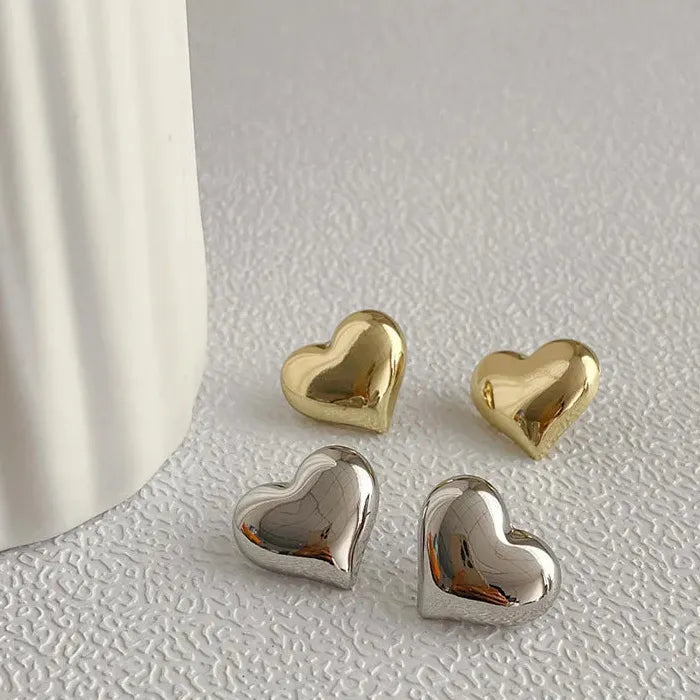 Minimalist Heart Stud Earrings for Women Zinc Alloy Wedding Jewelry