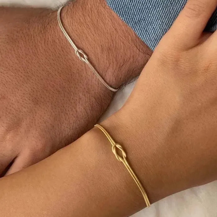 Adjustable Stainless Steel Knot Snake Chain Bracelet for Women Couples Gift