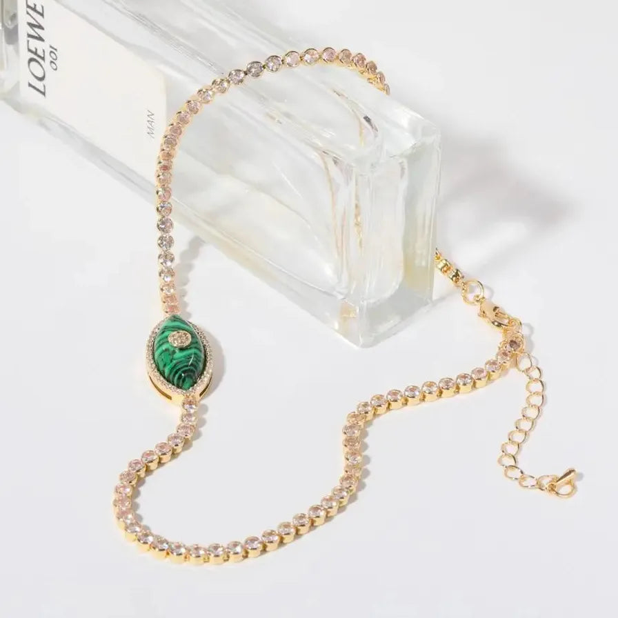 18K Gold Plated Turkey Rhinestone Evil Eye Opal Turquoise Zircon Choker Necklace
