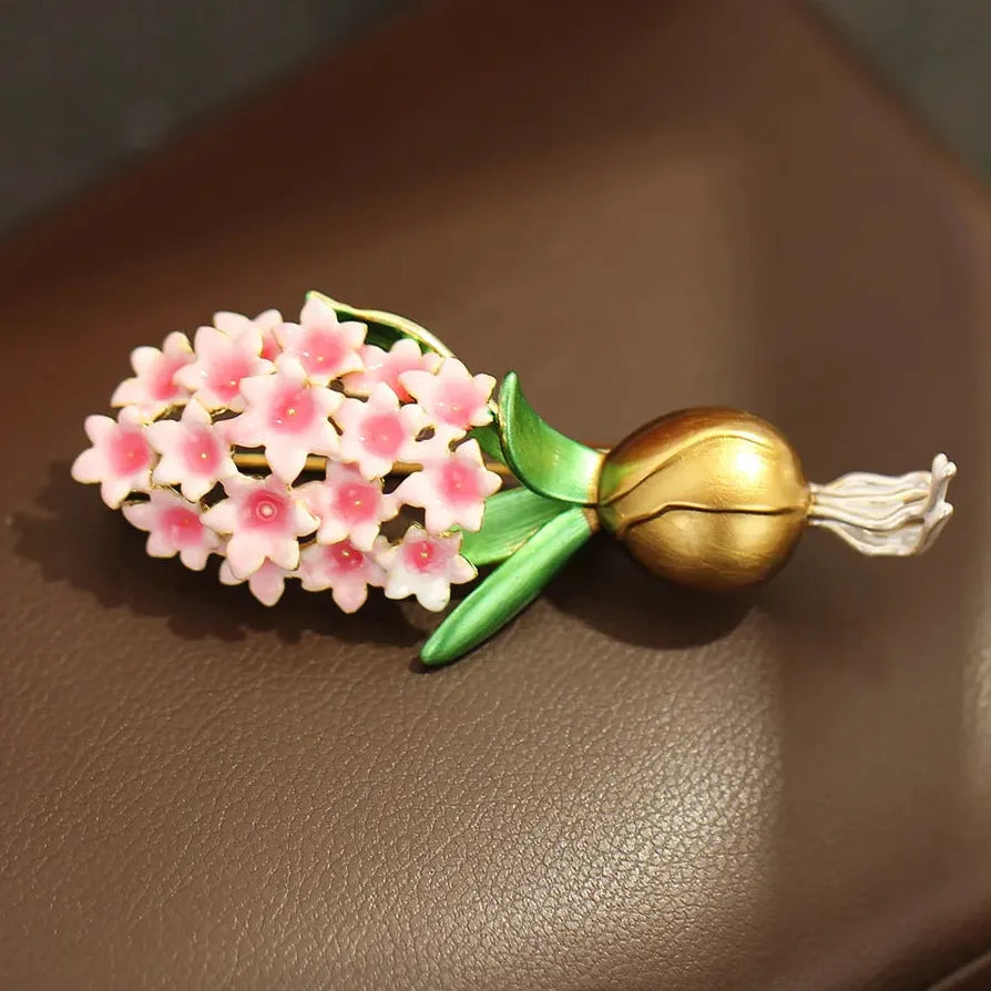 Lilac Floral Brooch Pin Elegant Fashion Jewelry for Women Accessory