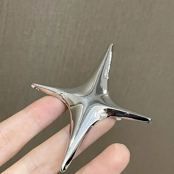 Geometric Star Metal Brooch Tassel Pin Punk Fashion Jewelry Gift Women