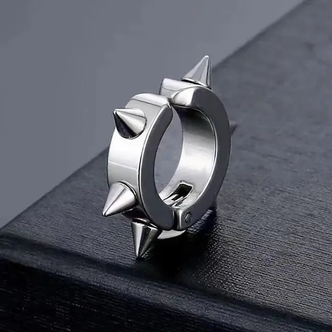 Gothic Punk Silver Rivet Copper Clip-On Geometric Earcuff Earrings Gift 2024