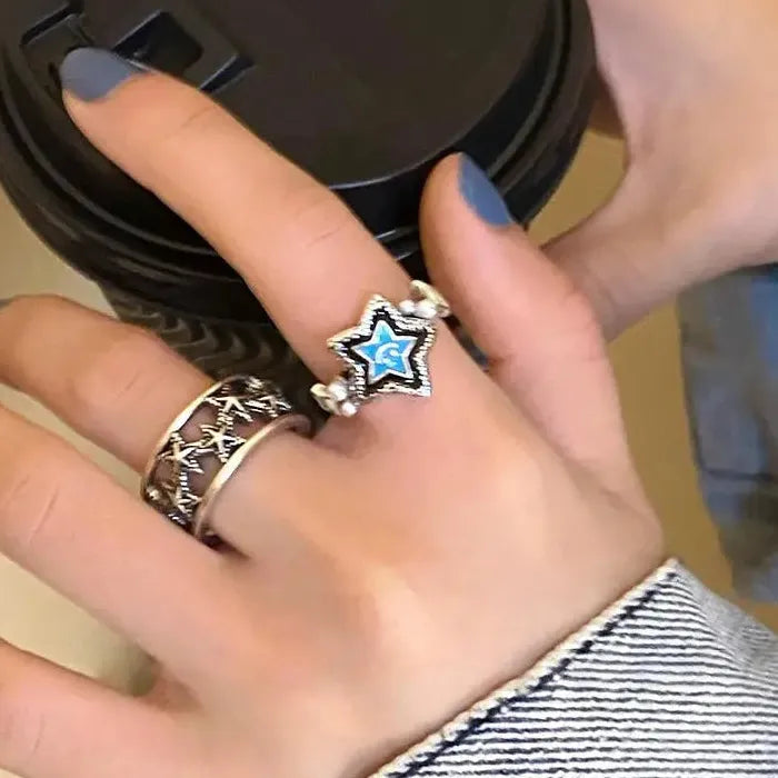 2024 Gothic Star Cocktail Ring Unisex Punk Cross Jewelry Gift