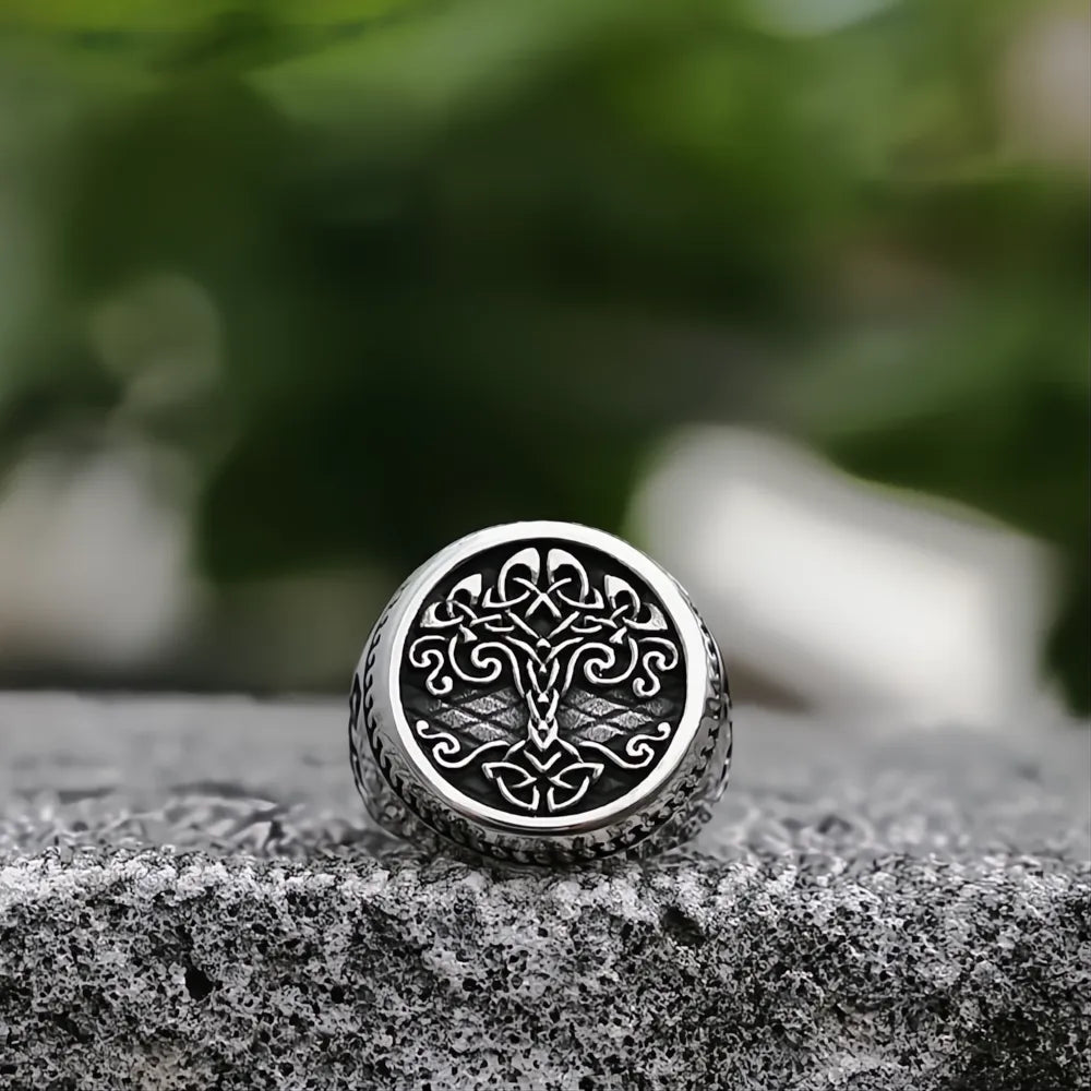 Viking Tree of Life Ring – Stainless Steel Yggdrasil Nordic Mythology Ring