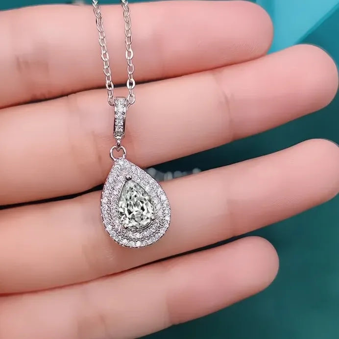 Elegant Water Drop Pendant Necklace for Women Cubic Zirconia Wedding Jewelry